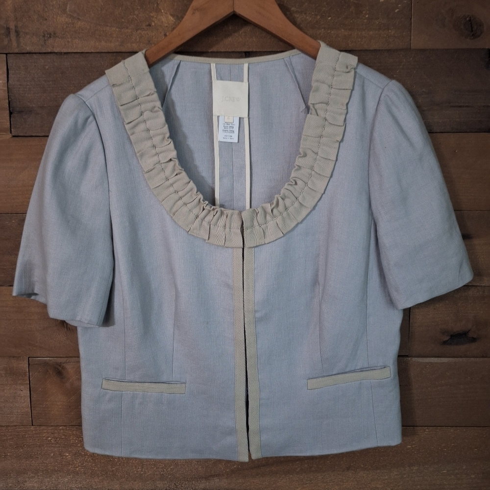 J. Crew Women's Gray Blazer with Cream Trim
